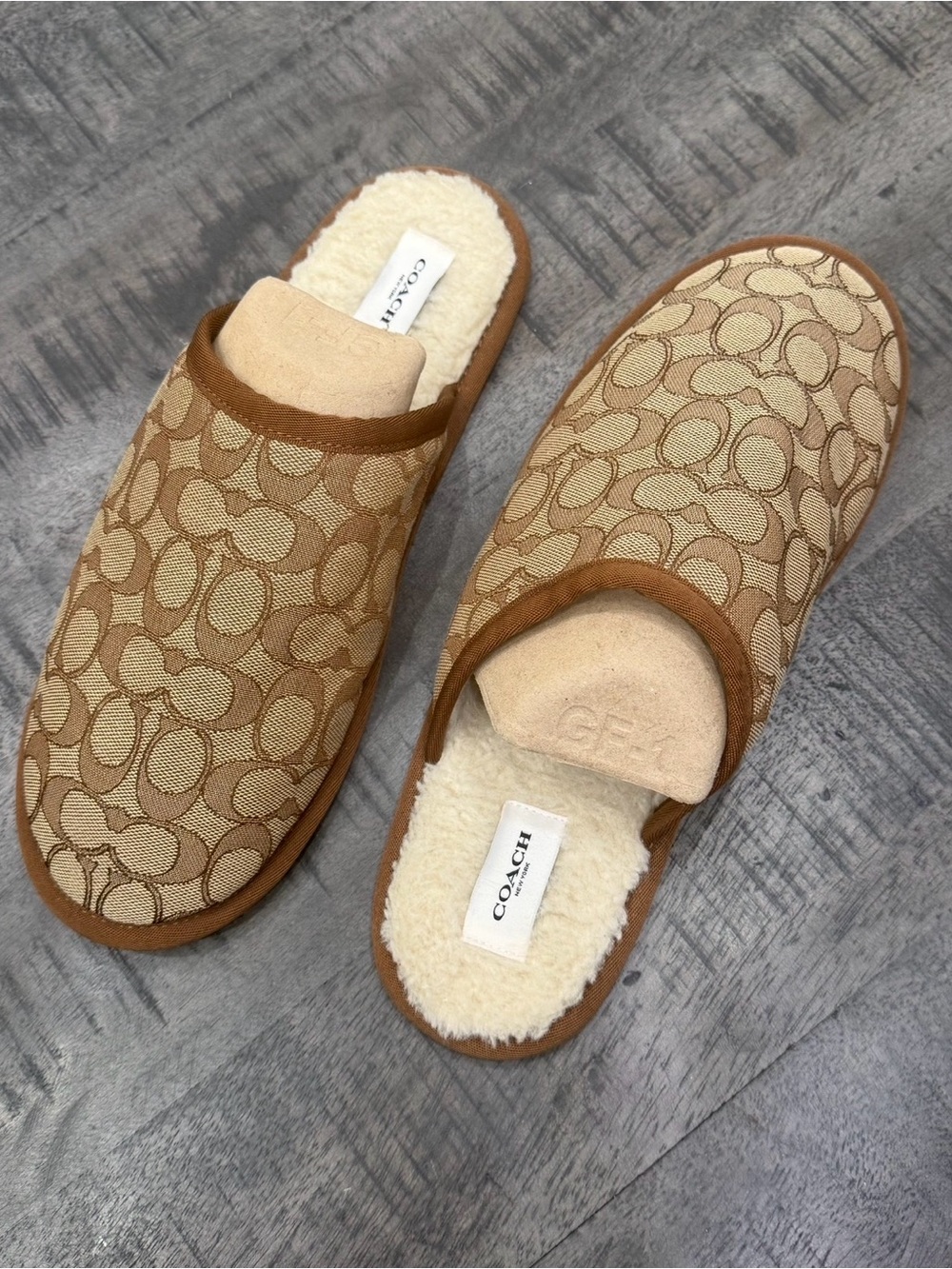 Coach Tan Shearling-Lined Slip-On Slipper - Picture 6 of 7